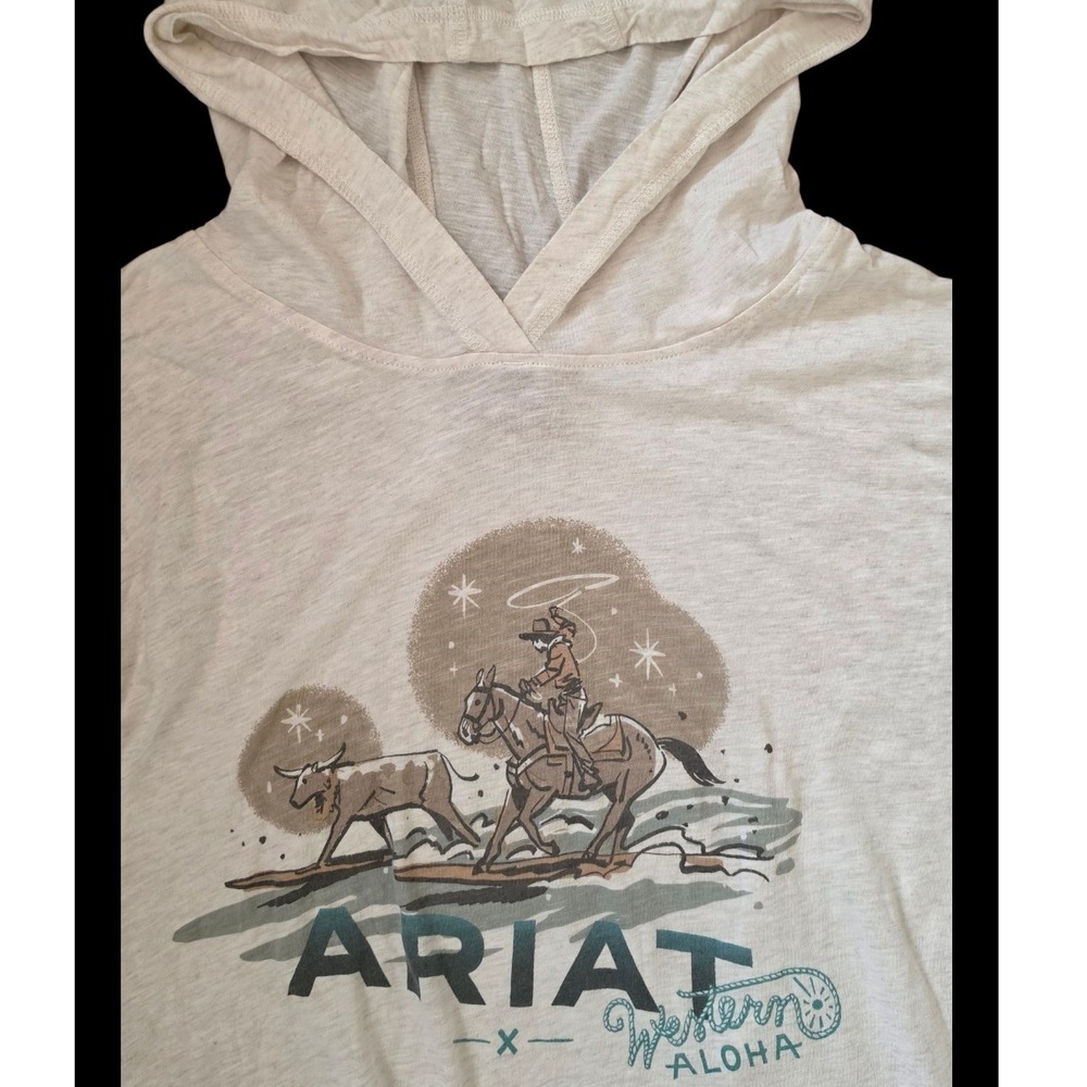 Ariat Western Aloha Surf Cowboy Horse Print Lightweight Cotton blend Hoodie XXL - Picture 1 of 8